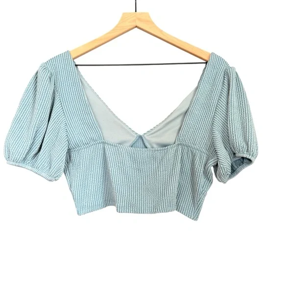 NWOT Altar’d State Blue Puff Sleeve Top - Picture 5 of 5
